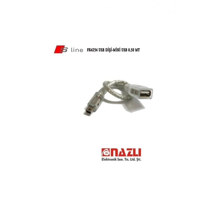 Fk 4234 Usb Dişi / Mini 5 Pin Usb Şeffaf Kablo