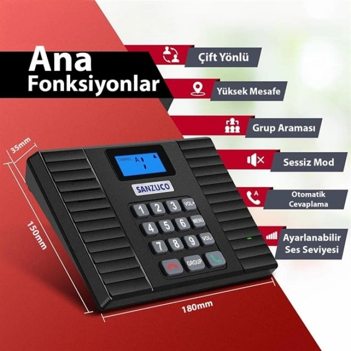 Hello F60D DC 5V 1A Kablosuz Intercom Sistemi 18 Kanal Kapalı Devre Sesli İletişim Çözümü
