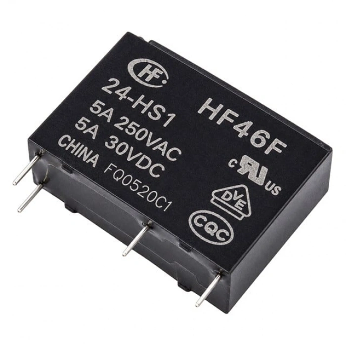 Hongfa HF46F 24-HS1 24V DC 5A Mini Güç Rölesi (4 Pin PCB Tipi)