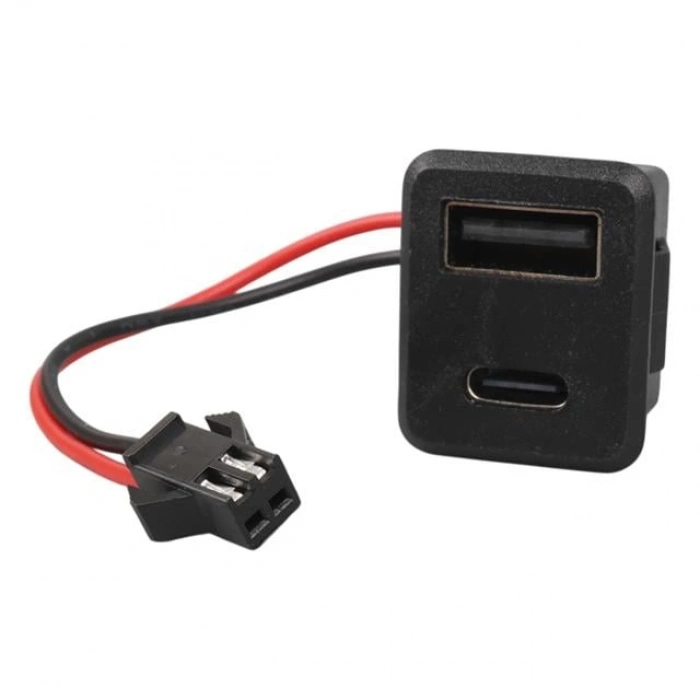 IC-266T-4 Pano Tip Kare Type-C + USB Şarj Soketi Bağlantı Modülü