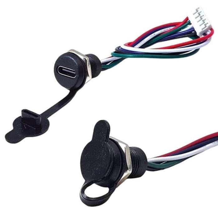Intercom IC-266T-2 Pano Tip TYPE-C Şase Dişi 5Pin Soketli Şarj Ve Data Bağlantı Modülü Su Geçirmez