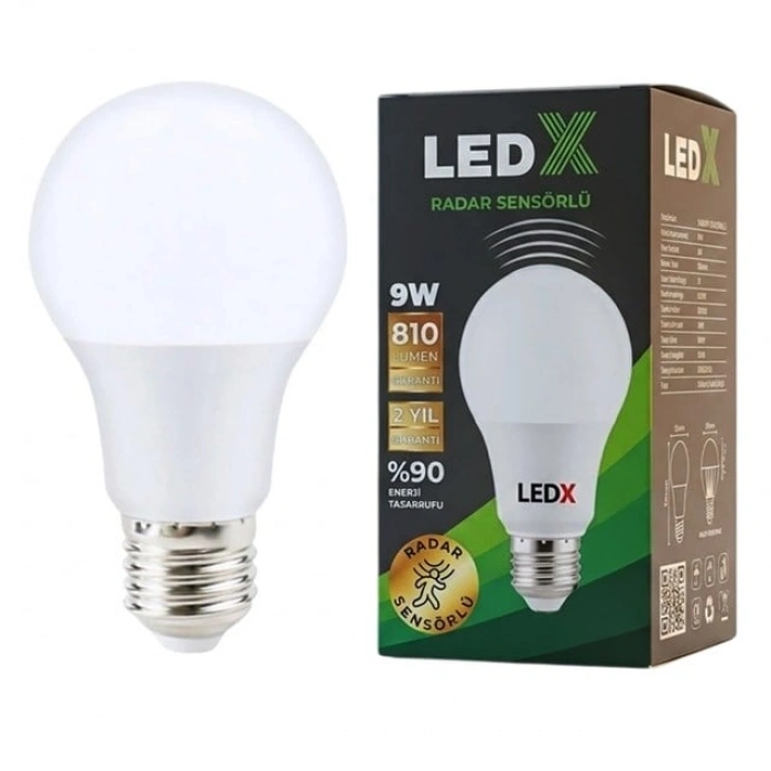 LedX AL-LL9R Radar Sensörlü 9 Watt E27 Duy 810 Lümen Beyaz Led Ampul