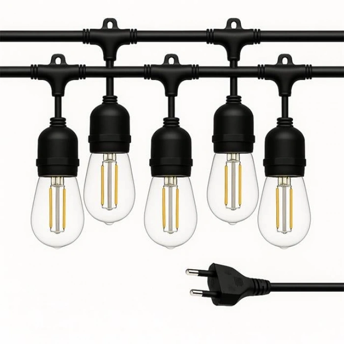 Ledx KB00001 5li E27 Duy Sıralı 5 Metre Lamba Kablosu (5 Adet Duy İçerir)