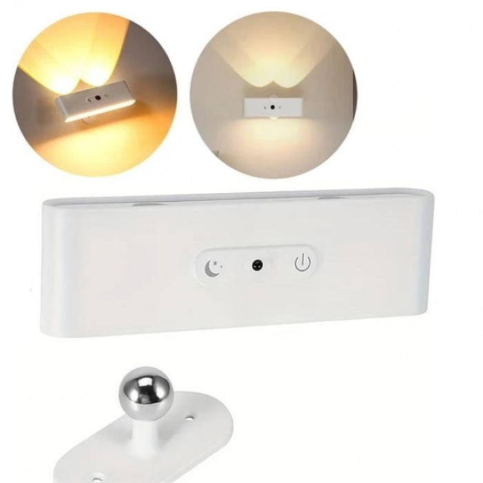 Ledx SK-BD188F Çift Yönlü Hareket Sensörlü Dekoratif Şarjlı Duvar Aplik 2 Mercekli 15 Smd Ledli 3000K-4000K-6500K