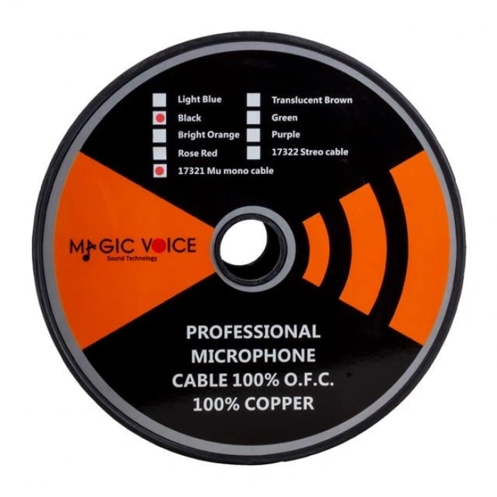 MagicVoice B96 Profesyonel Tek Damarlı Blendajlı Enstrüman Mikrofon Kablosu Mono 100 Metre (Siyah)