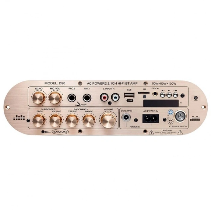 Magicvoice D90 2.1 Kanal 200W Profesyonel Amfi Kartı Bluetooth USB RCA Subwoofer Kontrollü