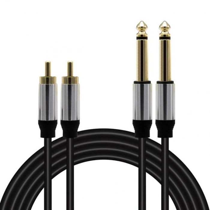 MagicVoice LD398 5 Metre Çift RCA - Çift 6.35mm Mono Jak Stereo Mixer Ses Kablosu