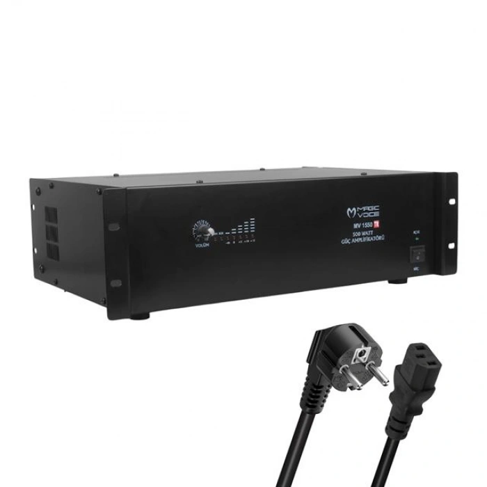 Magicvoice MV-1550 500 Watt 4-8 Ohm 100 Volt 19 Rack Hat Trafolu Power Anfi