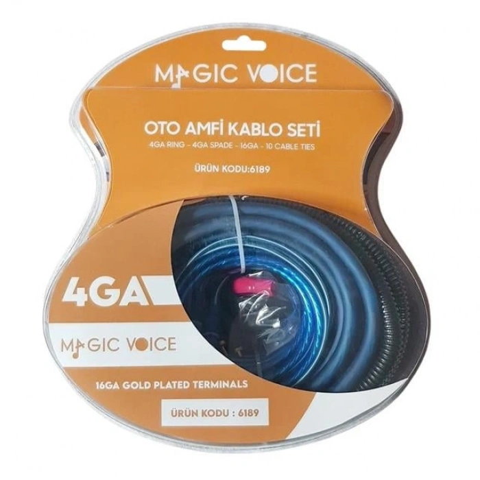 Magicvoice MV-6189 4GA Profesyonel 120A Sigortalı Oto Amfi Güç Bağlantı Montaj Kablo Seti