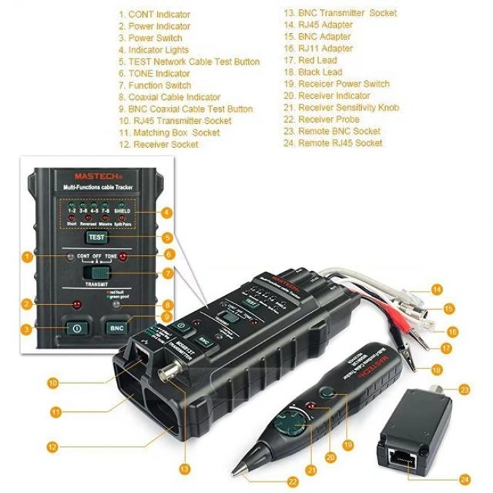 Mastech MS-6813T Profesyonel Kablo Bulucu Test Aleti
