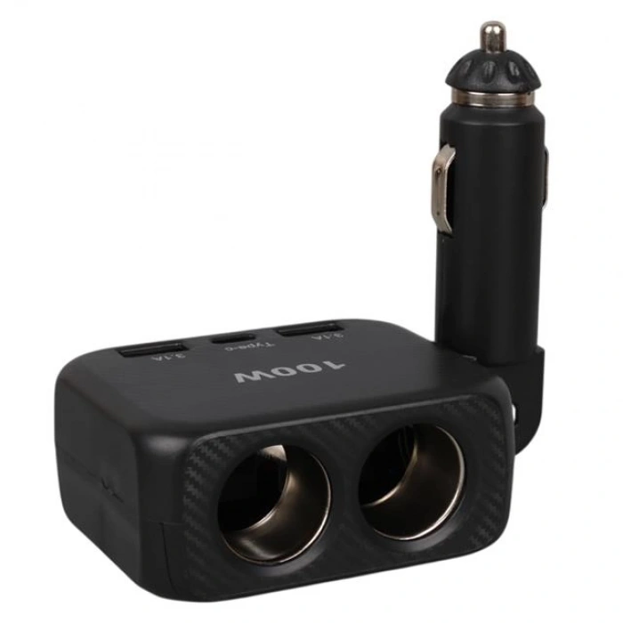 Olesson 1655 12-24V TYPE-C + Çift USB-A Girişli 100W 2li Araç Çakmak Çoklayıcı