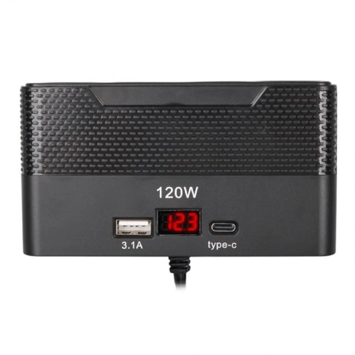 Olesson 2014 12-24V Type-C + USB-A Girişli 120W 80cm Kablolu 4lü Araç Çakmak Çoklayıcı