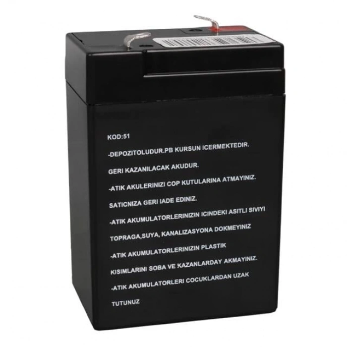 Orbus Eco ORB6-4 6 Volt 4 Amper Kuru Işıldak Aküsü (70x48x101 Mm)
