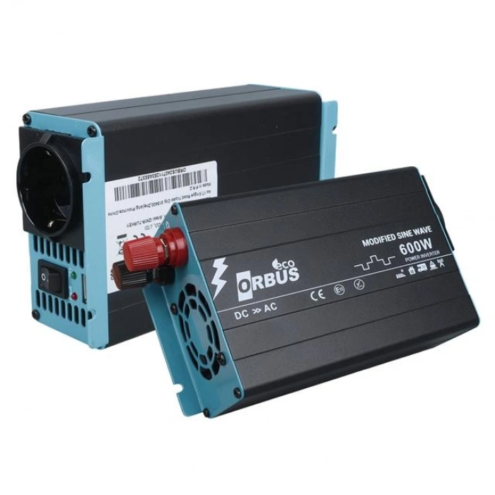 Orbus ORB600M DC 12V - 220V AC 600W/1200W Modified Sinus Sine Wave Inverter