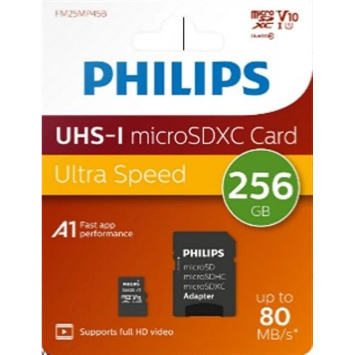 Philips FM25MP45B/00 256GB Class10 UHS-I U1 TF Adaptörlü Micro SDXC Hafıza Kartı