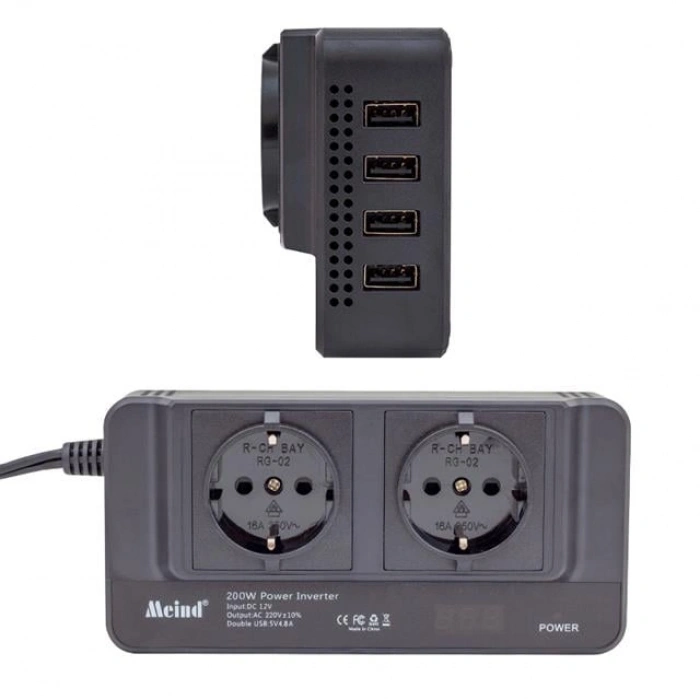 Powermaster 200 Watt DC12V-AC220V Çakmaktan Power İnverter