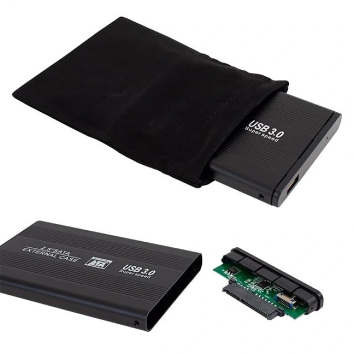 Powermaster PM-13948 Siyah 2.5 USB 3.0 Sata HDD Destekli Taşınabilir Harddisk Kutusu