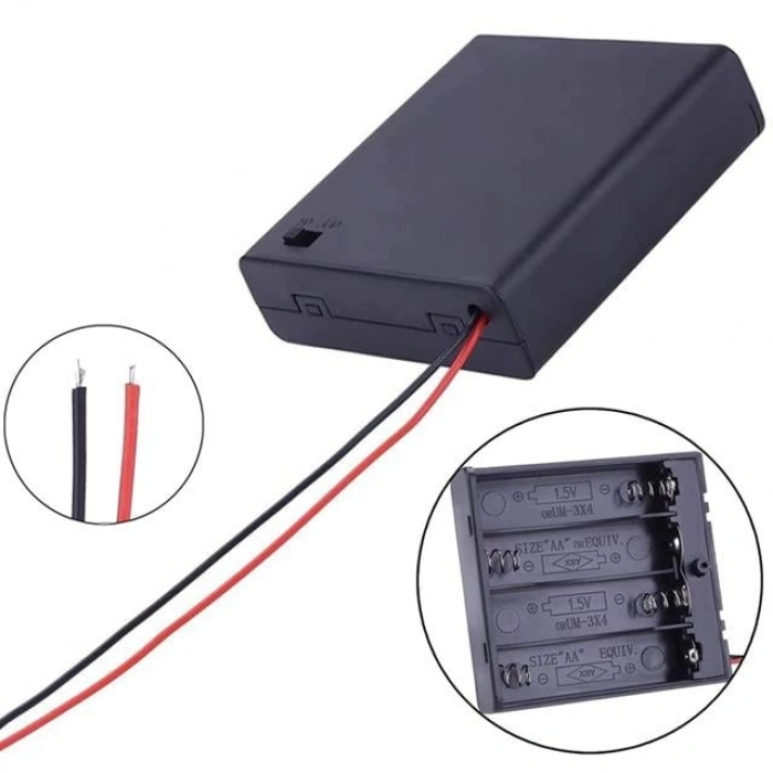 Powermaster  4lü AA Kapaklı Switchli Pil Yuvası (IC-233F)