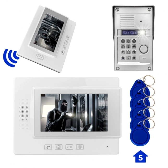 PowerMaster 773TP 1 Daire 7 NFC Şifre Girişli Görüntülü Diafon Kapı Zili Interkom Akıllı Ev Güvenliği Sistemi