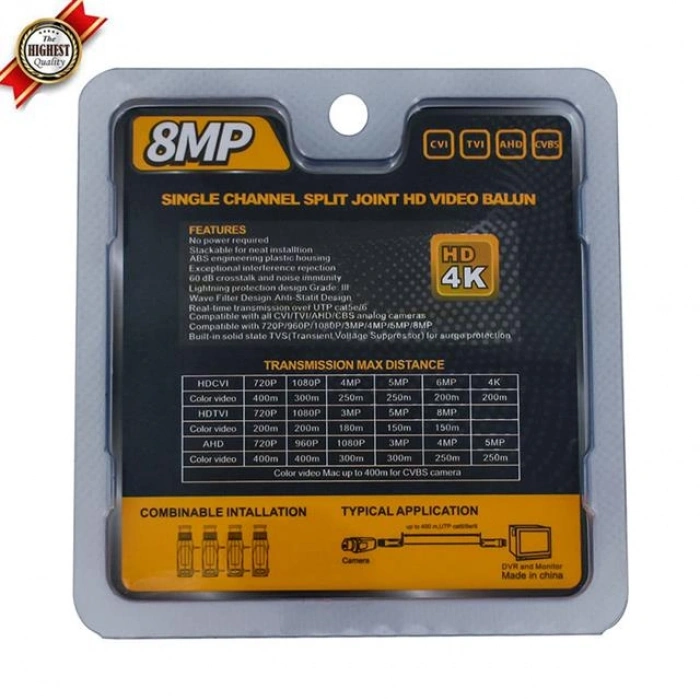 Powermaster 8MP 1080P 2KV 250-400 Metre HD-TVI-CVI-AHD-CVBS HD Video Balun PM-3889