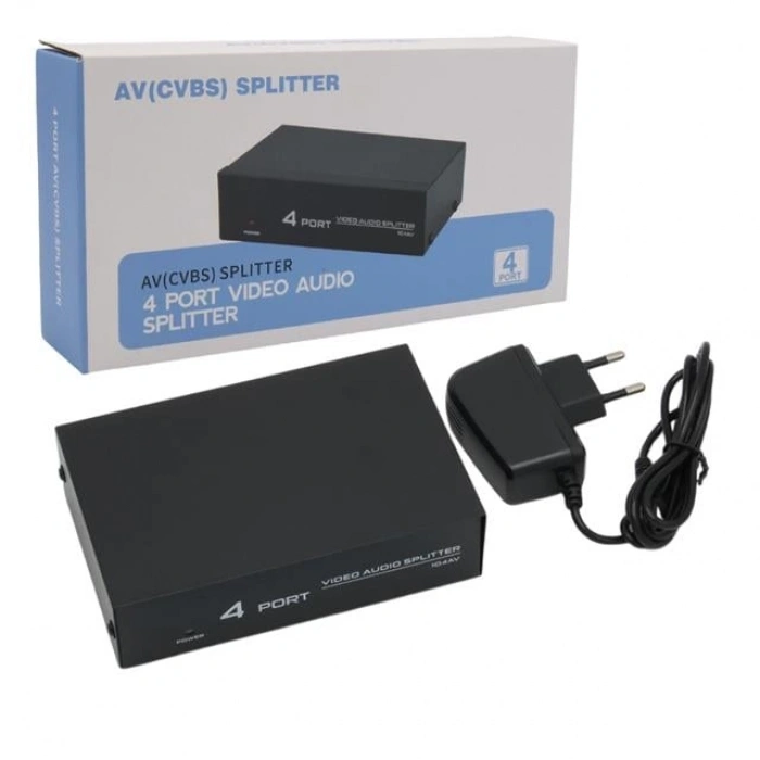 PowerMaster AV-104 4 Port AV CVBS RCA Video Audio Splitter Çoğaltıcı Dağıtıcı