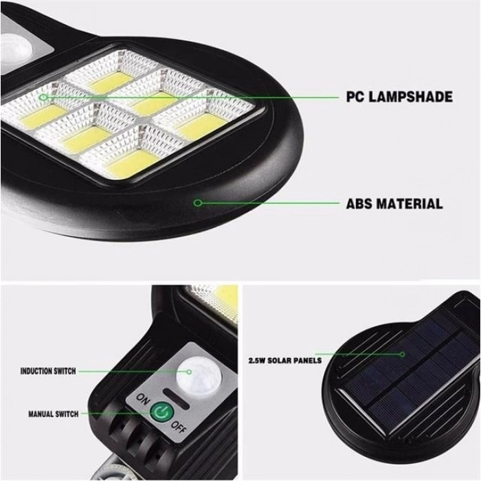 Powermaster CL-182-6 Hareket Sensörlü 48 COB Ledli Solar Sokak Lambası