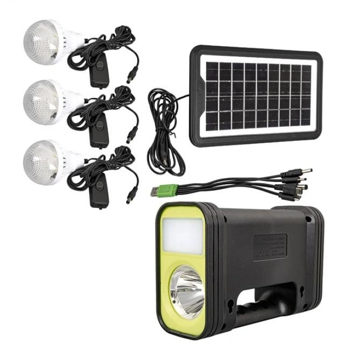 Powermaster GD-12 Akülü Solar Panelli 3 Ampullü Solar Işıldak Fener