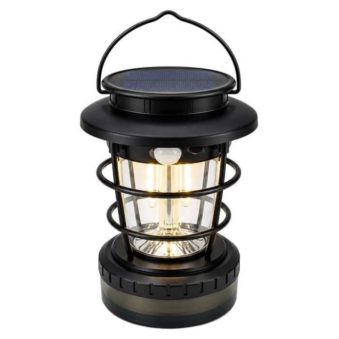 Powermaster HOP-8819 Solar Güneş Panelli Sensörlü Kamp Lambası (Filament + SMD + RGB Şerit)