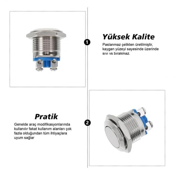 PowerMaster IC-182 D98 Metal 19Mm Düz Buton PBS28B-2