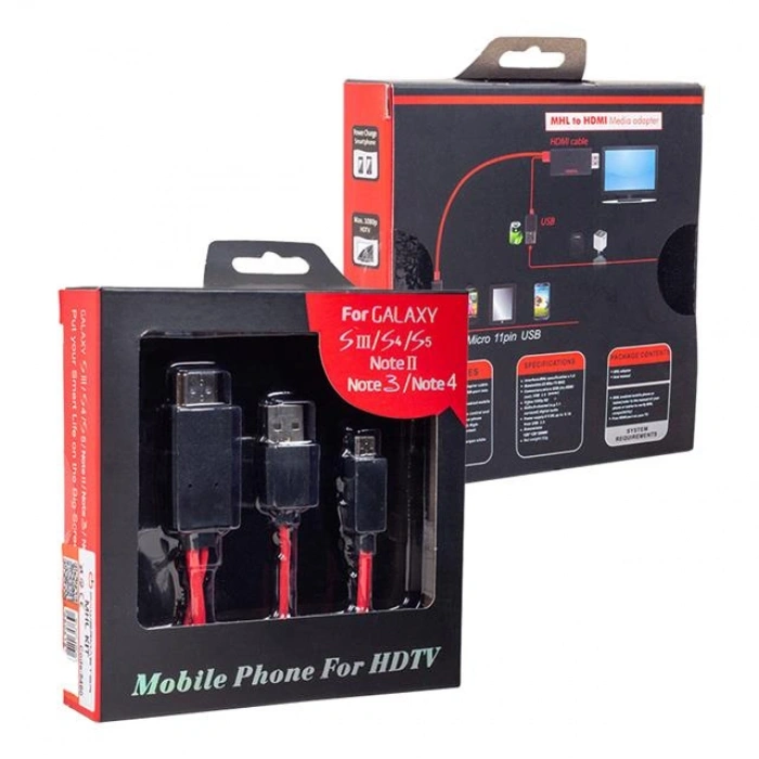 Samsung Galaxy S5 Uyumlu 11-Pin Micro USB - HDMI HDTV Görüntü ve Ses Aktarım Kablosu