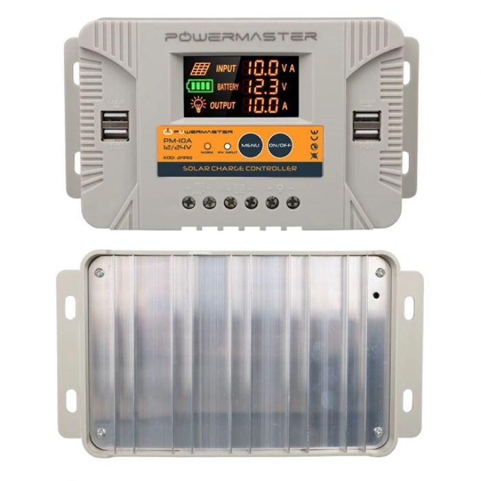 Powermaster PM-10A 12V-24V 10 Amper 4 USB Çıkışlı Dijital Ekranlı Solar Şarj Regülatörü