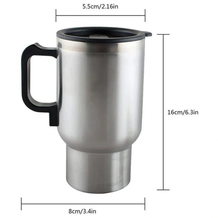 Powermaster PM-140Z 12V Paslanmaz Çelik Aktif Isı Korumalı Oto Sıcak İçecek Termosu