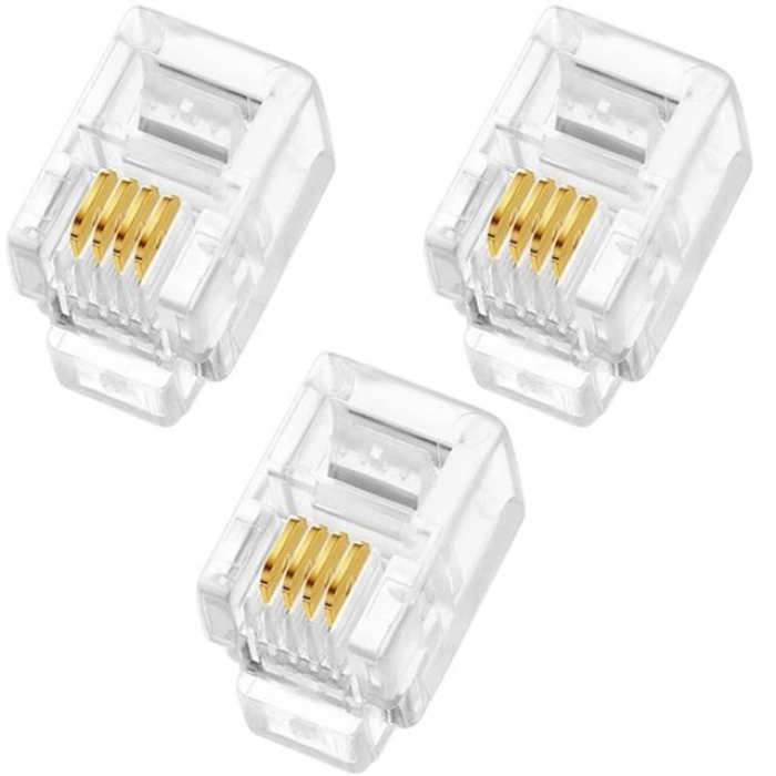 PowerMaster PM-1594 RJ9 4P/4C İnce Telefon Jack Soketi (100Lük Paket)