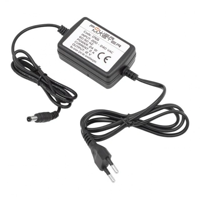 Powermaster PM-1765 12 Volt - 2 Amper 5.5*2.5 Mm Uçlu Plastik Kasa Masaüstü Adaptör
