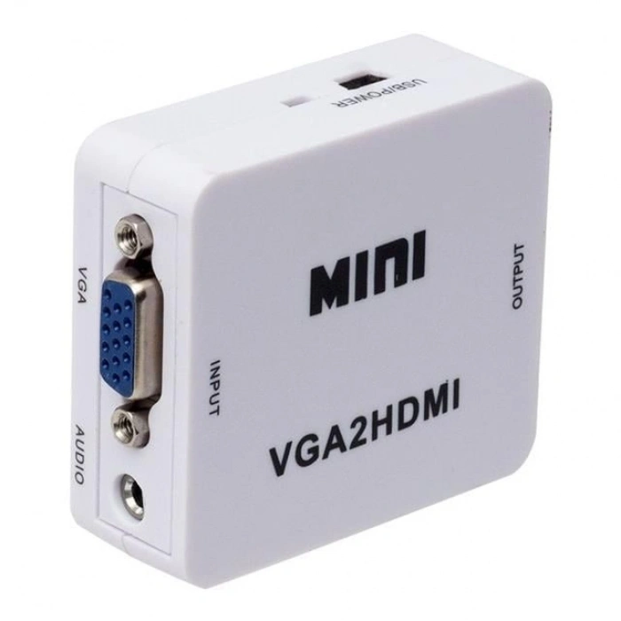 Powermaster PM-18698 VGA To HDMI Ses Girişli Mini Model Dönüştürücü