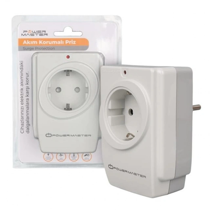 PowerMaster PM-18721 16 Amper - 3680 Watt Tekli Çocuk Korumalı 2 USBLI 1400 Joule Akım Korumalı Priz