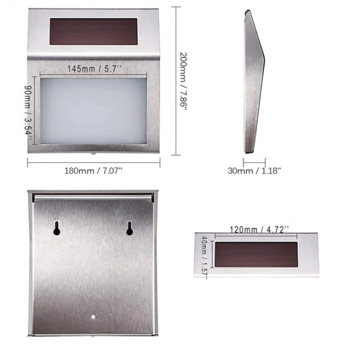 Powermaster PM-24003 Güneş Enerjili (Solar) LED Işıklı Paslanmaz Çelik Kapı Numarası