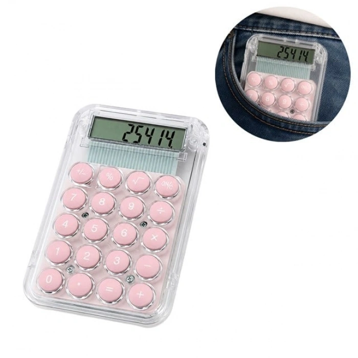 PowerMaster PM-25414 Pembe Mini Hesap Makinesi