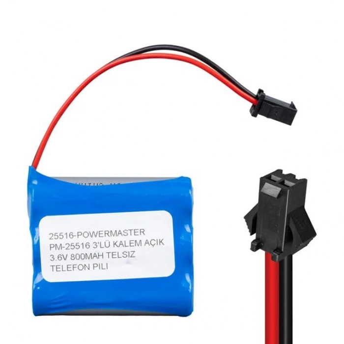 PowerMaster PM-25516 3LÜ AA Kalem Açık 3.6 Volt 800mAh Telsiz Telefon Pili