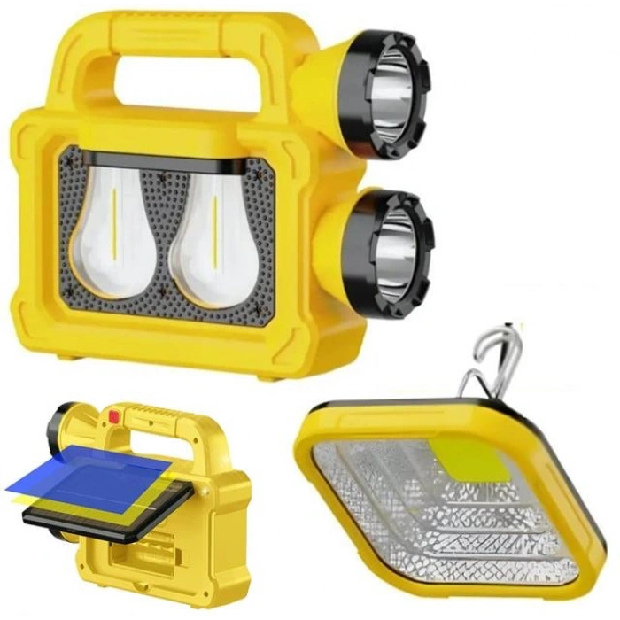 Powermaster PM-26930 Solar Panelli 6 Işık Modlu Powerbank Özellikli 2400mAh Type C Giriş 5V Led Kamp Feneri