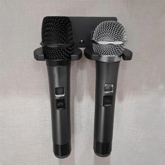 PowerMaster PM-26938 Duvara Monte Çift Mikrofon Tutucu Askı Metal Gövde