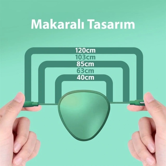 PowerMaster PM-29662 3ü 1 Arada Cep Boy Makaralı 120cm 5 Kademeli Şarj Kablosu