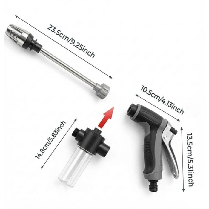 Powermaster PM-29663 Yüksek Basınçlı Uzun Çubuklu Araç Yıkama ve Sulama Seti