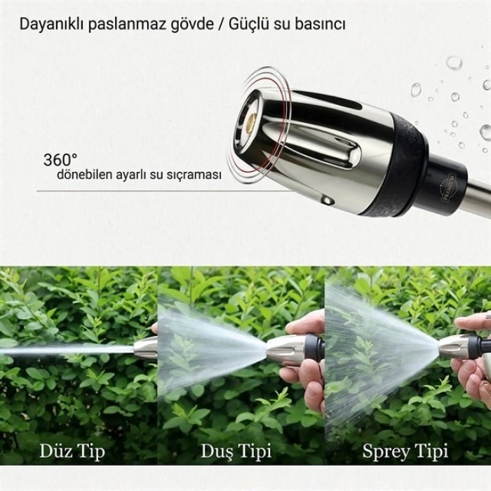 Powermaster PM-29663 Yüksek Basınçlı Uzun Çubuklu Araç Yıkama ve Sulama Seti