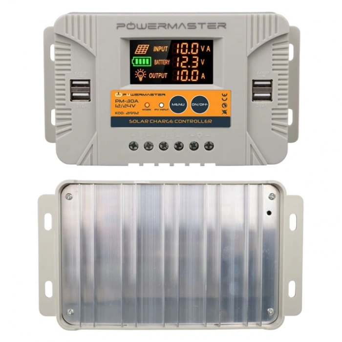 Powermaster PM-30A 12V-24V 30 Amper 4 USB Çıkışlı Dijital Ekranlı Solar Şarj Regülatörü