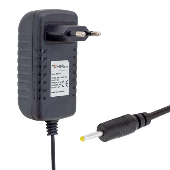 Powermaster PM-33779 5 Volt - 3 Amper 2.5*0.7 Mm Uçlu Plastik Kasa Priz Tipi Adaptör