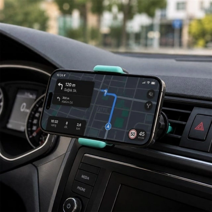 Powermaster PM-39119 Plastik 360 Derece Dönebilen Ayarlanabilir Kıskaçlı Araç İçi Telefon Tutucu