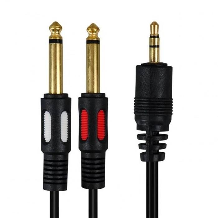 Powermaster PM-4284 3.5 mm Stereo Erkek/2x6.3mm Mono Erkek 1.5 Metre Kablo