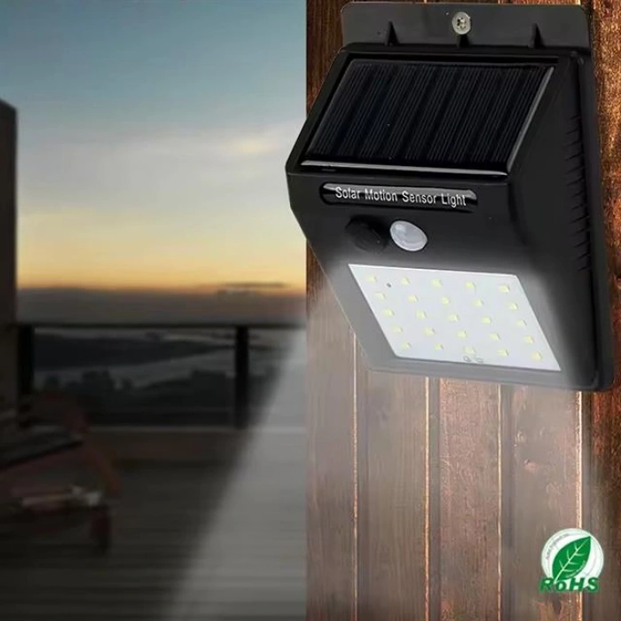 Powermaster PM-4528 Solar Sensörlü Duvar Tipi 20 Ledli Beyaz Led Aplik