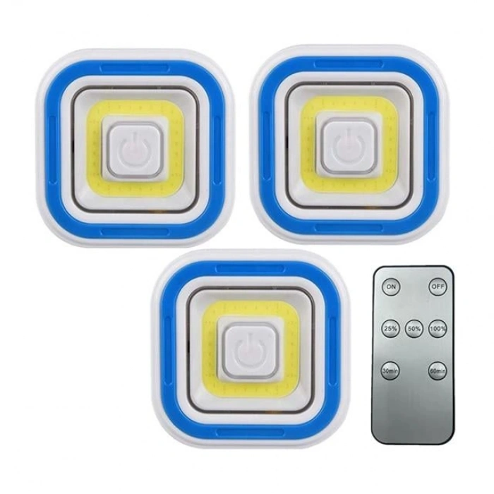 Powermaster PM-6936 Cob Ledli Pilli Uzaktan Kumandalı Üçlü Lamba